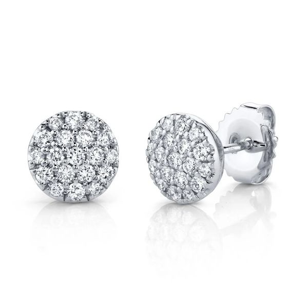 14K White Gold Diamond Pave Circle Stud Earrings Koerbers Fine Jewelry Inc New Albany, IN
