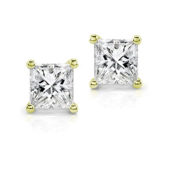 14K Yellow Gold Princess Cut Diamond Stud Earrings Koerbers Fine Jewelry Inc New Albany, IN