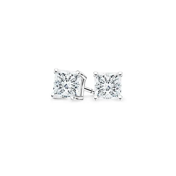 14K White Gold 4 Prong Princess Diamond Stud Earrings 0.50 CTW Koerbers Fine Jewelry Inc New Albany, IN