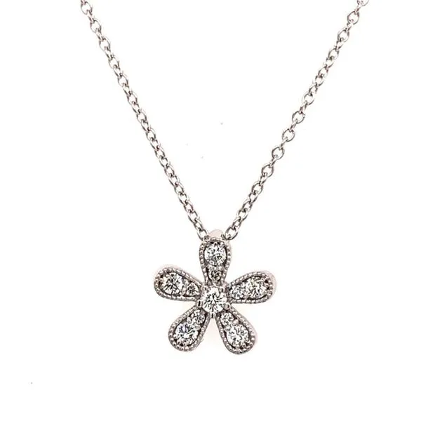 18K White Gold Floral Diamond Pendant Koerbers Fine Jewelry Inc New Albany, IN