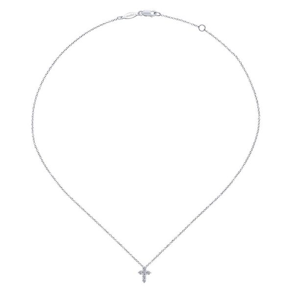 14K White Gold Round Diamond Cross Necklace Image 2 Koerbers Fine Jewelry Inc New Albany, IN