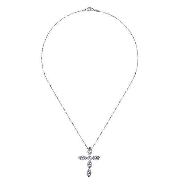 14K White Gold Segmented Diamond Cross Necklace Image 2 Koerbers Fine Jewelry Inc New Albany, IN