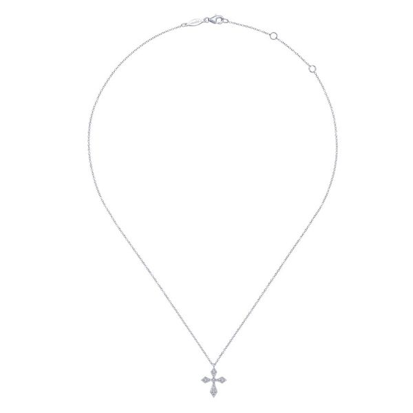 14K White Gold Pointed Diamond Cross Necklace Image 2 Koerbers Fine Jewelry Inc New Albany, IN