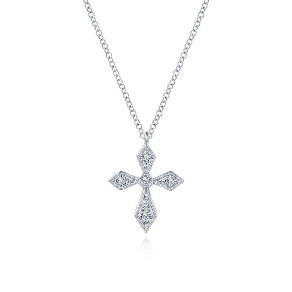 14K White Gold Pointed Diamond Cross Necklace Koerbers Fine Jewelry Inc New Albany, IN