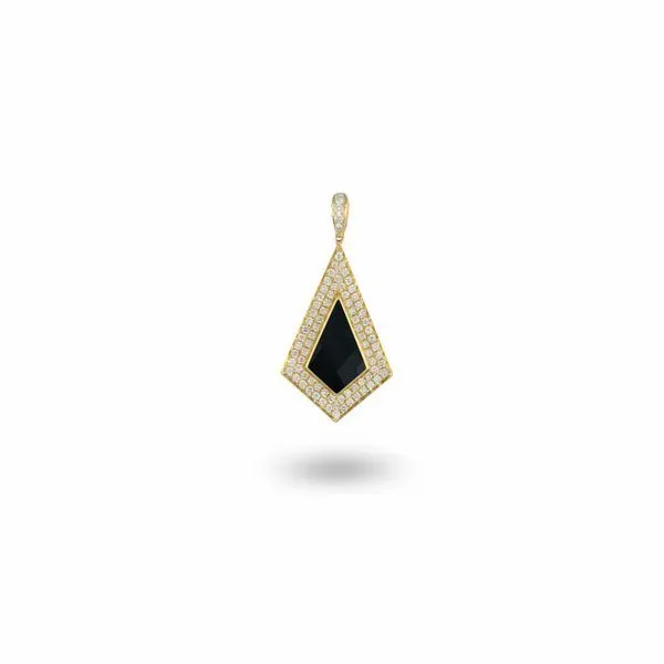 18K Yellow Gold Black Onyx and Diamond Pendant Koerbers Fine Jewelry Inc New Albany, IN