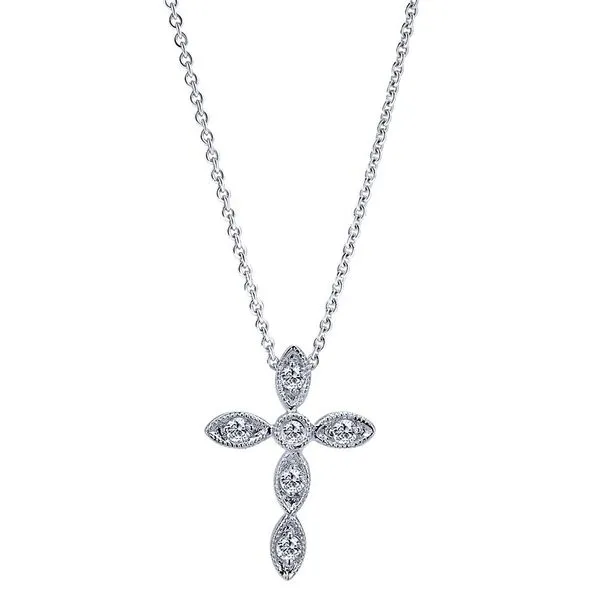 14K White Gold Segmented Diamond Cross Necklace Koerbers Fine Jewelry Inc New Albany, IN