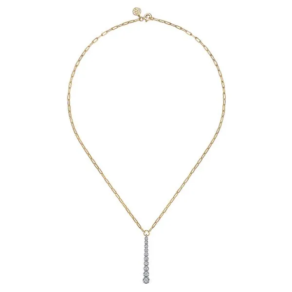14K 2-Tone White and Yellow Gold Diamond Vertical Bar Link Pendant Image 2 Koerbers Fine Jewelry Inc New Albany, IN