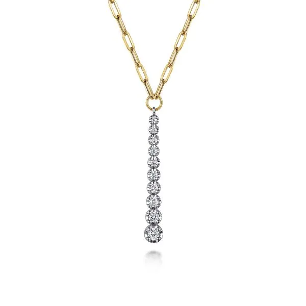 14K 2-Tone White and Yellow Gold Diamond Vertical Bar Link Pendant Koerbers Fine Jewelry Inc New Albany, IN