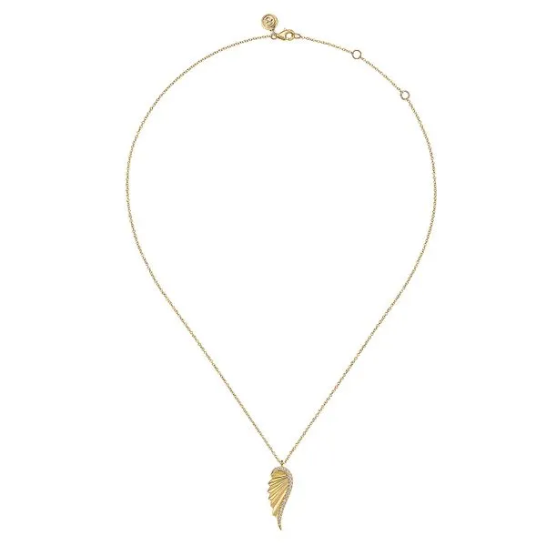 14K Yellow Gold Diamond Wing Shape Pendant Image 2 Koerbers Fine Jewelry Inc New Albany, IN
