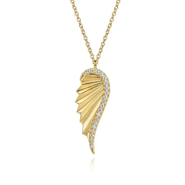 14K Yellow Gold Diamond Wing Shape Pendant Koerbers Fine Jewelry Inc New Albany, IN