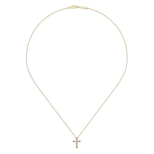 14K Yellow Gold Marquise Shaped Diamond Cross Necklace Image 2 Koerbers Fine Jewelry Inc New Albany, IN