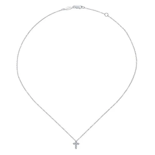14K White Gold Round Diamond Cross Necklace Image 2 Koerbers Fine Jewelry Inc New Albany, IN