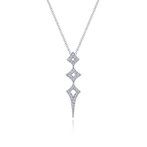 14K White Gold 3-Diamond Shaped Drop Necklace Koerbers Fine Jewelry Inc New Albany, IN