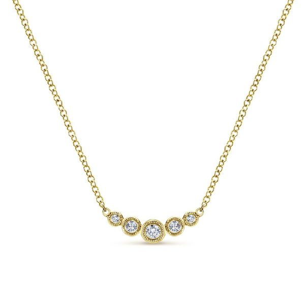 14K Yellow Gold Curved Round Diamond Bar Fashion Necklace Koerbers Fine Jewelry Inc New Albany, IN