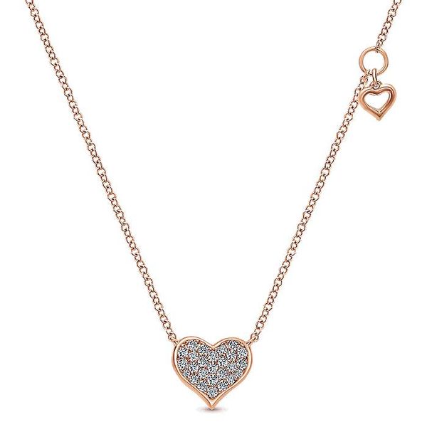 14K Rose Gold Pave Diamond Heart Necklace Koerbers Fine Jewelry Inc New Albany, IN