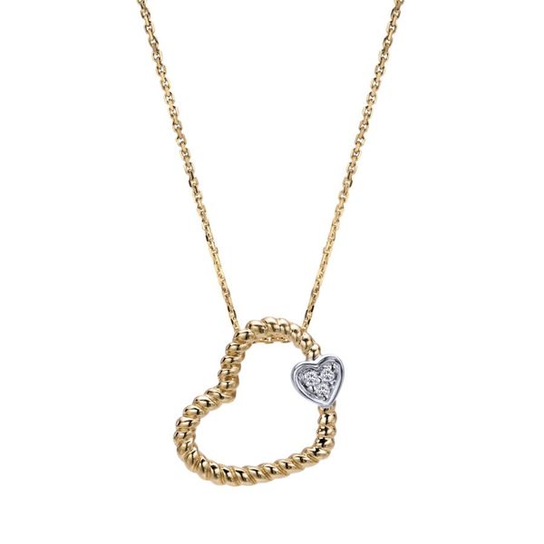 14K Two-Toned White and Yellow Gold Twisted Open Heart Necklace Koerbers Fine Jewelry Inc New Albany, IN
