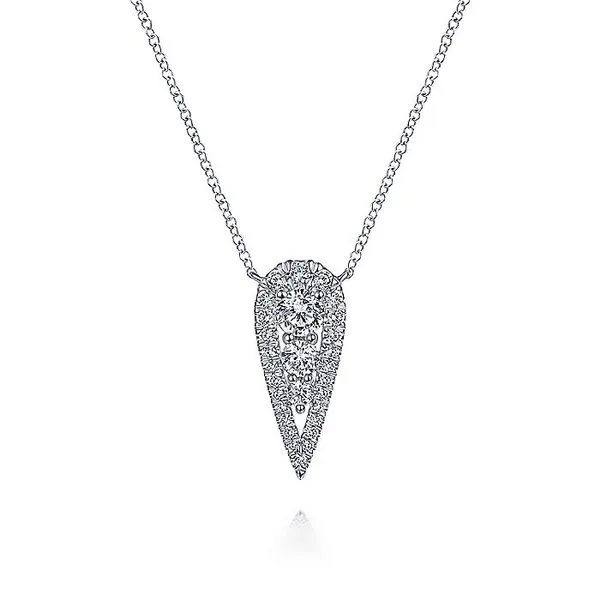 14K White Gold Pear Shaped Diamond Pendant Fashion Necklace Koerbers Fine Jewelry Inc New Albany, IN