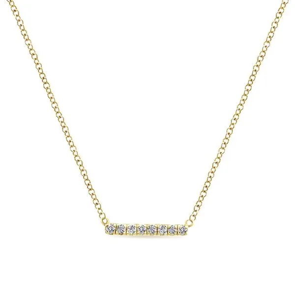 14K Yellow Gold Petite Pave Diamond Bar Pendant Necklace Koerbers Fine Jewelry Inc New Albany, IN