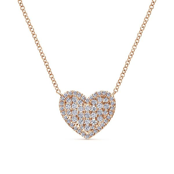 14K Rose Gold Pave Diamond Heart Pendant Necklace Koerbers Fine Jewelry Inc New Albany, IN