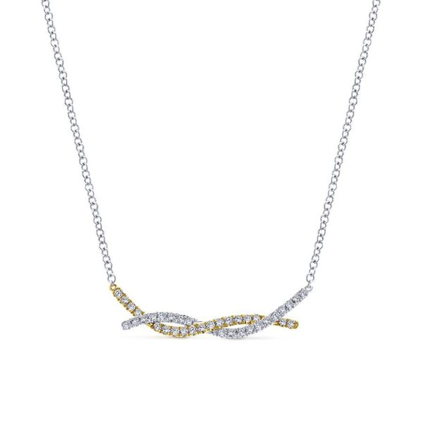 14K Yellow and White Gold Interlocking Diamond Bars Necklace Koerbers Fine Jewelry Inc New Albany, IN