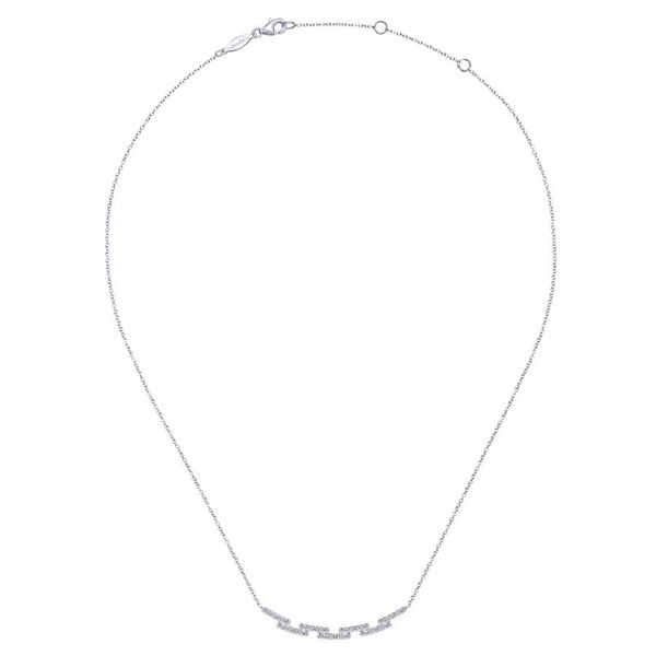 14K White Gold Segmented Curved Diamond Bar Necklace Image 2 Koerbers Fine Jewelry Inc New Albany, IN