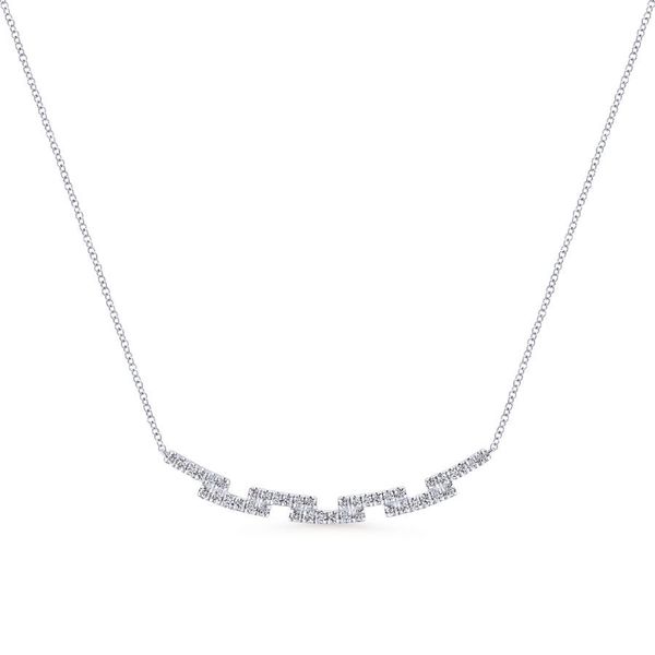 14K White Gold Segmented Curved Diamond Bar Necklace Koerbers Fine Jewelry Inc New Albany, IN