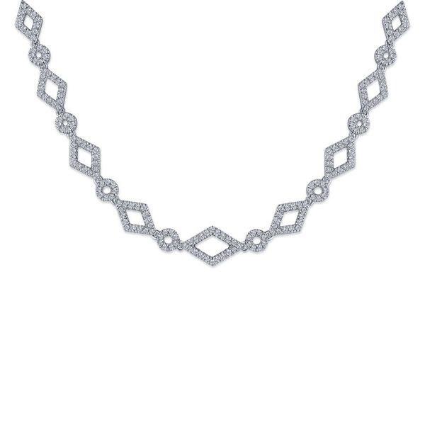 14K White Gold Geometric Pave Diamond Fashion Necklace Koerbers Fine Jewelry Inc New Albany, IN