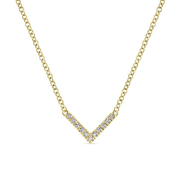 14K Yellow Gold V Shaped Diamond Bar Necklace Koerbers Fine Jewelry Inc New Albany, IN