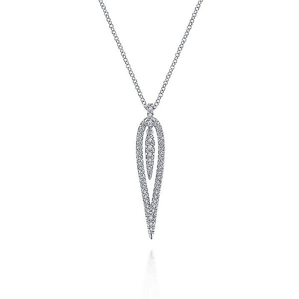14K White Gold Inverted Pave Diamond Teardrop Fashion Necklace Koerbers Fine Jewelry Inc New Albany, IN