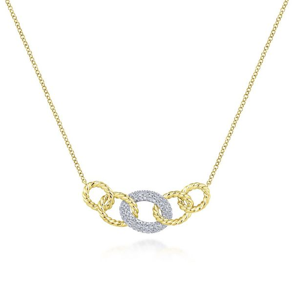 14K Yellow and White Gold Chain Link Diamond Fashion Necklace Koerbers Fine Jewelry Inc New Albany, IN