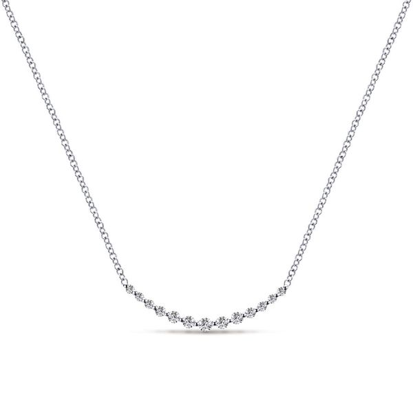 14K White Gold Curved Diamond Bar Necklace Koerbers Fine Jewelry Inc New Albany, IN