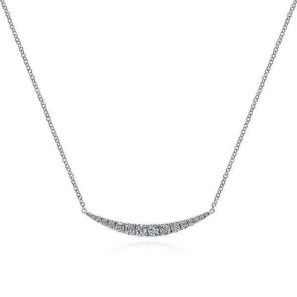 14K White Gold Curved Diamond Crescent Bar Necklace Koerbers Fine Jewelry Inc New Albany, IN