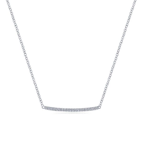 14K White Gold Curved Pave Diamond Bar Necklace Koerbers Fine Jewelry Inc New Albany, IN