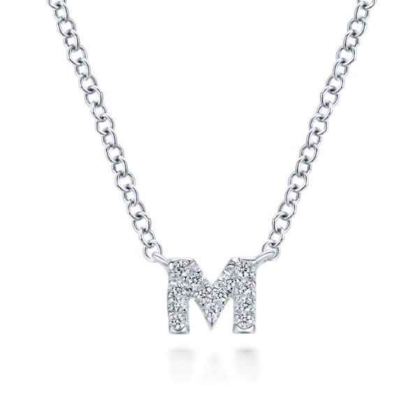 14K White Gold Diamond Initial "M" Necklace Koerbers Fine Jewelry Inc New Albany, IN