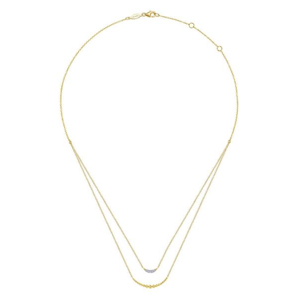 14K Yellow Gold Layered Diamond Crescent Pendant Necklace Image 2 Koerbers Fine Jewelry Inc New Albany, IN