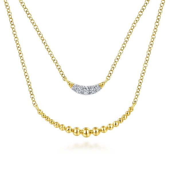 14K Yellow Gold Layered Diamond Crescent Pendant Necklace Koerbers Fine Jewelry Inc New Albany, IN