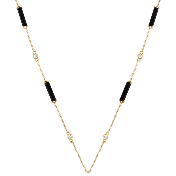 18K Yellow Gold Black Onyx and Diamond Necklace Koerbers Fine Jewelry Inc New Albany, IN