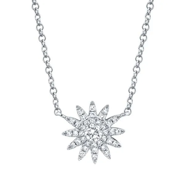 14K White Gold Diamond Starburst Necklace Koerbers Fine Jewelry Inc New Albany, IN