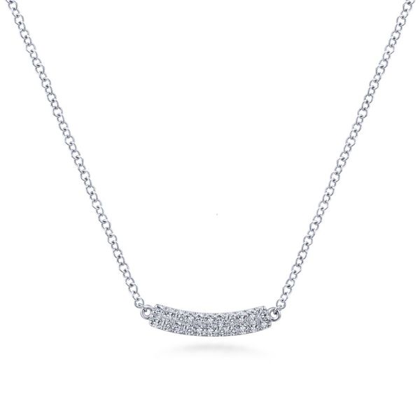 14K White Gold Diamond Curved Bar Necklace Koerbers Fine Jewelry Inc New Albany, IN