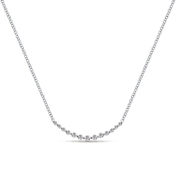 14K White Gold Curved Diamond Bar Necklace Koerbers Fine Jewelry Inc New Albany, IN