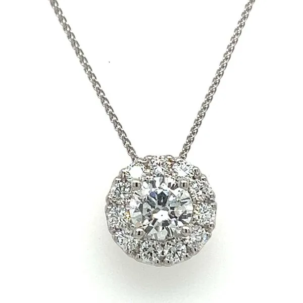 14K White Gold Diamond Halo Necklace Koerbers Fine Jewelry Inc New Albany, IN