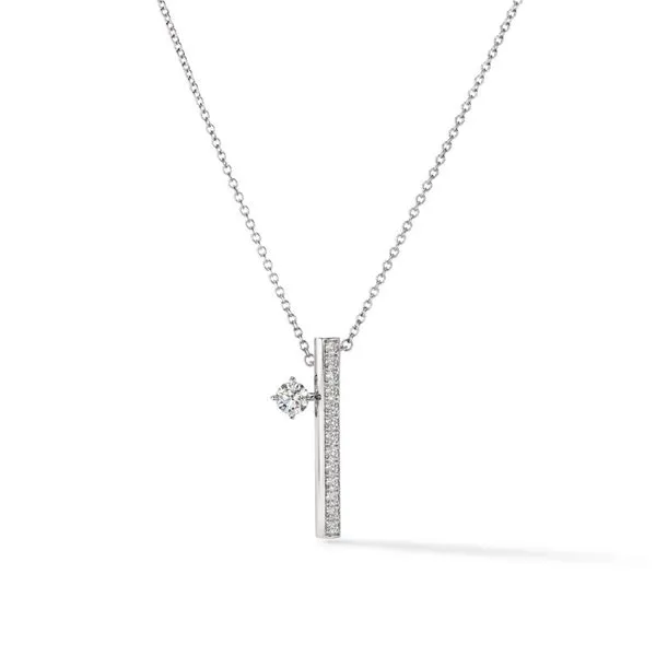 18K White Gold Barre Floating Single Diamond Pave Necklace Image 3 Koerbers Fine Jewelry Inc New Albany, IN