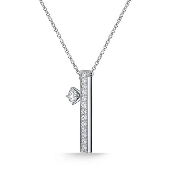 18K White Gold Barre Floating Single Diamond Pave Necklace Koerbers Fine Jewelry Inc New Albany, IN