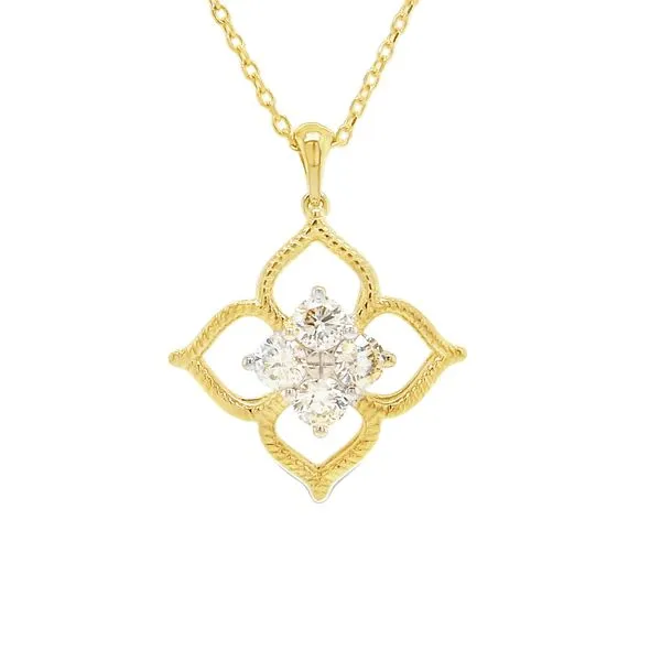 14K Yellow and White Gold Diamond Floral Pendant Koerbers Fine Jewelry Inc New Albany, IN