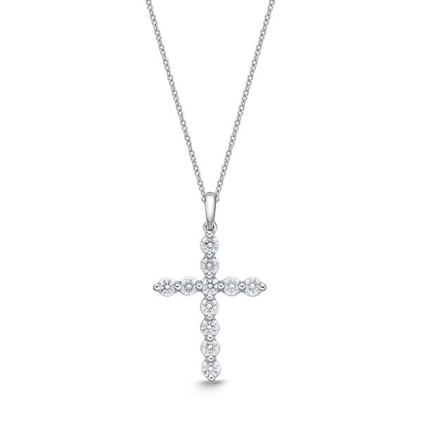 18K White Gold Single Prong Diamond Cross Pendant Koerbers Fine Jewelry Inc New Albany, IN