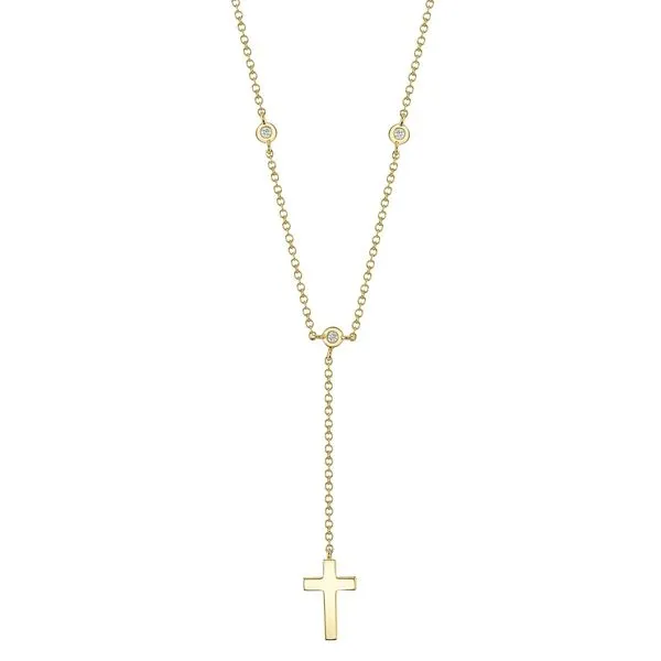 14K Yellow Gold Diamond Bezel Cross Lariat Necklace Koerbers Fine Jewelry Inc New Albany, IN