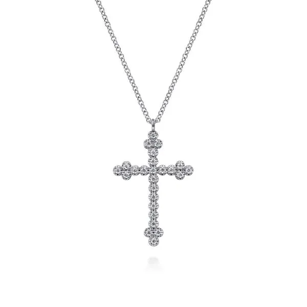 14K White Gold Diamond Cross Pendant Necklace Koerbers Fine Jewelry Inc New Albany, IN
