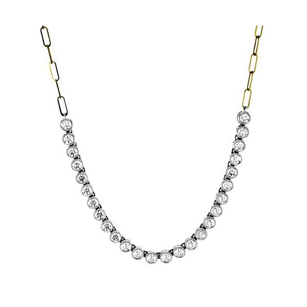 2-Tone 18K White and Yellow Gold Diamond Necklace