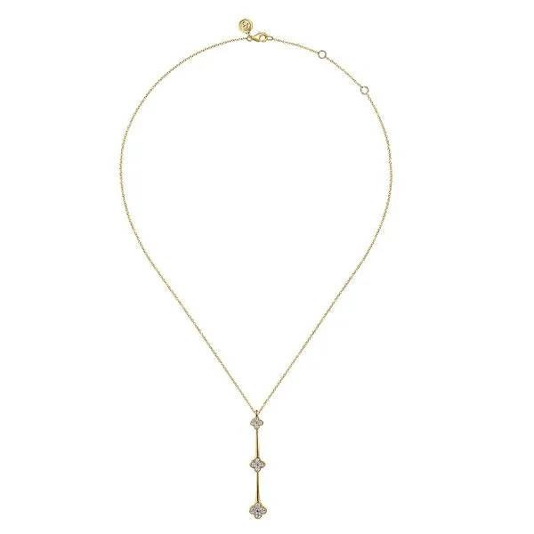 14K Yellow Gold Graduating Diamond Cluster Vertical Bar Necklace Image 2 Koerbers Fine Jewelry Inc New Albany, IN