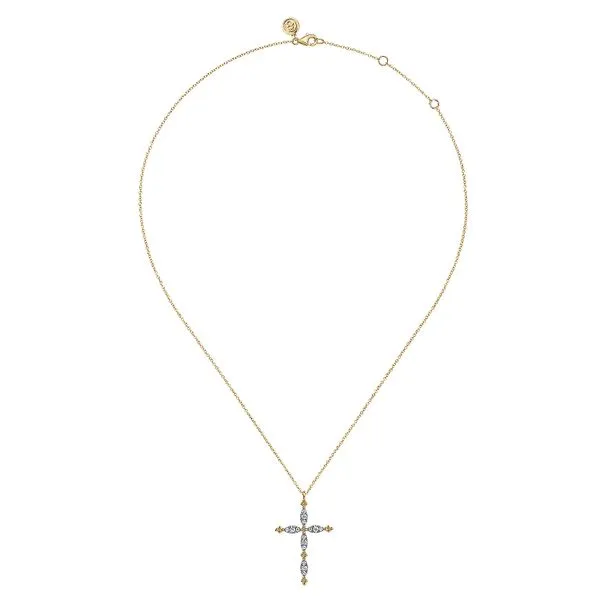 14K Yellow Gold Bujukan Diamond Cross Pendant Necklace Image 2 Koerbers Fine Jewelry Inc New Albany, IN